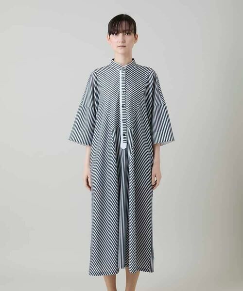 HIROKO KOSHINO / ヒロココシノ ロング・マキシ丈ワンピース | トリコットストライプ切り替えデザインワンピース /洗える | 詳細12