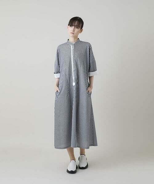 HIROKO KOSHINO / ヒロココシノ ロング・マキシ丈ワンピース | トリコットストライプ切り替えデザインワンピース /洗える | 詳細8