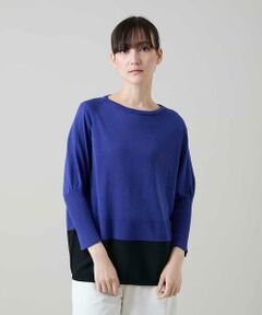 HIROKO KOSHINO / ヒロココシノ ニット・セーター | バイカラーホールガーメントニットプルオーバー/日本製/洗える