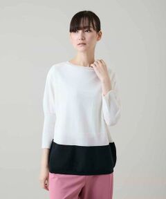 HIROKO KOSHINO / ヒロココシノ ニット・セーター | バイカラーホールガーメントニットプルオーバー/日本製/洗える