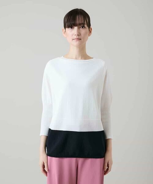HIROKO KOSHINO / ヒロココシノ ニット・セーター | バイカラーホールガーメントニットプルオーバー/日本製/洗える | 詳細1