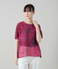 HIROKO KOSHINO / ヒロココシノ カットソー | デニム風アートプリントカットソー/日本製/洗える