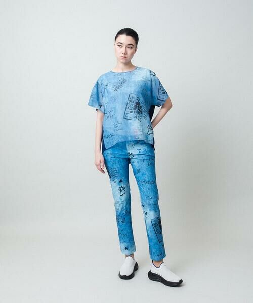 HIROKO KOSHINO / ヒロココシノ カットソー | デニム風アートプリントカットソー/日本製/洗える | 詳細13