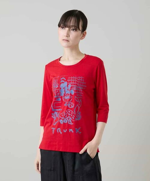 HIROKO KOSHINO / ヒロココシノ カットソー | ウィンドウプリントカットソー/日本製/洗える（レッド）