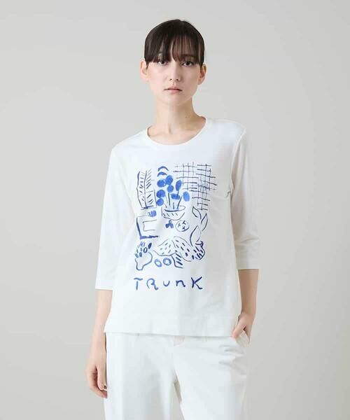 HIROKO KOSHINO / ヒロココシノ カットソー | ウィンドウプリントカットソー/日本製/洗える（ホワイト）