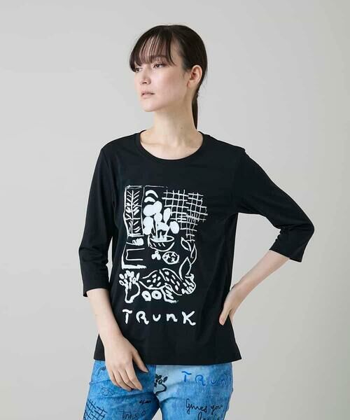 HIROKO KOSHINO / ヒロココシノ カットソー | ウィンドウプリントカットソー/日本製/洗える（ブラック）