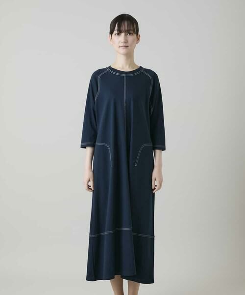 HIROKO KOSHINO / ヒロココシノ ロング・マキシ丈ワンピース | コットンジャージーラグランワンピース/洗える | 詳細1