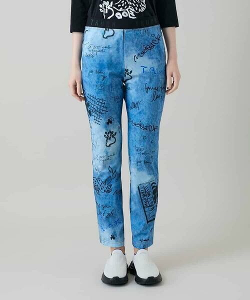 HIROKO KOSHINO / ヒロココシノ チノ・ワークパンツ | デニム風アートプリントレギンスパンツ/日本製/洗える | 詳細1