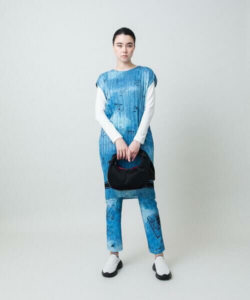 HIROKO KOSHINO / ヒロココシノ チノ・ワークパンツ | デニム風アートプリントレギンスパンツ/日本製/洗える | 詳細10