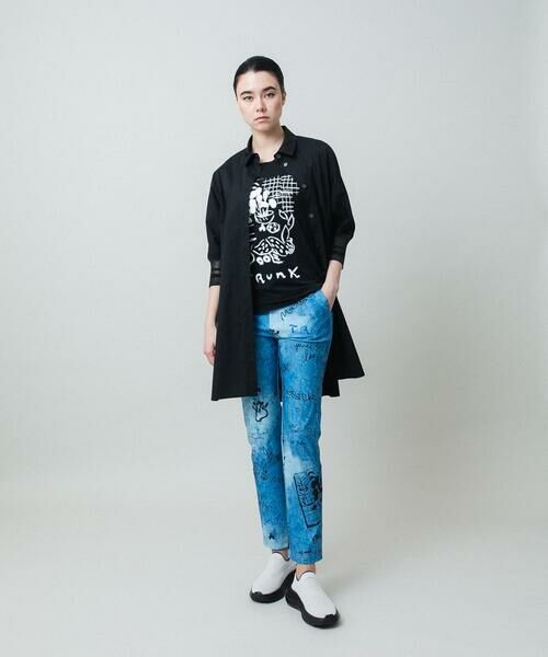 HIROKO KOSHINO / ヒロココシノ チノ・ワークパンツ | デニム風アートプリントレギンスパンツ/日本製/洗える | 詳細11
