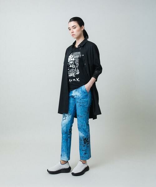 HIROKO KOSHINO / ヒロココシノ チノ・ワークパンツ | デニム風アートプリントレギンスパンツ/日本製/洗える | 詳細12