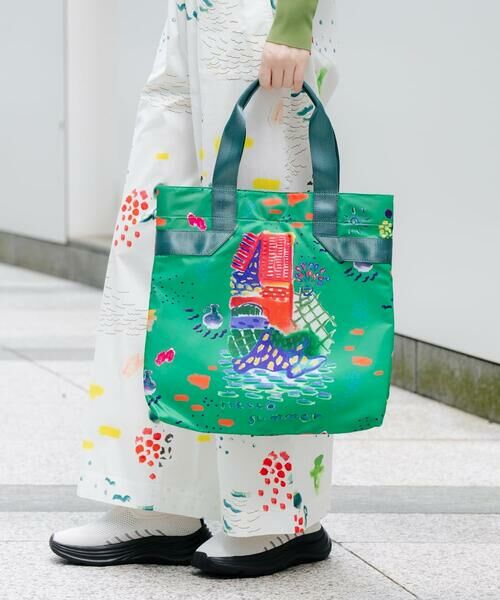 HIROKO KOSHINO / ヒロココシノ トートバッグ | BEACHプリントエコトート（グリーン）