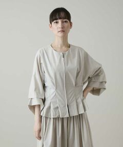 HIROKO KOSHINO / ヒロココシノ シャツ・ブラウス | タックアクセントジップアップブラウス/日本製/洗える