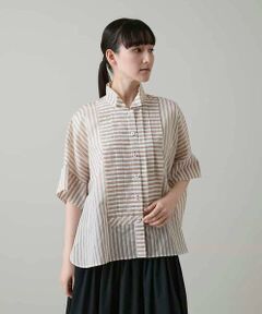 HIROKO KOSHINO / ヒロココシノ シャツ・ブラウス | ボーダーパターンパネル切り替えブラウス