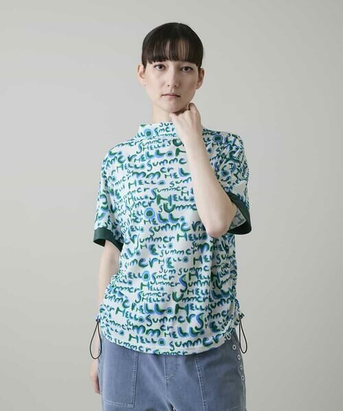 HIROKO KOSHINO / ヒロココシノ カットソー | HELLO Summerロゴシアープルオーバー/日本製/洗える（グリーン）