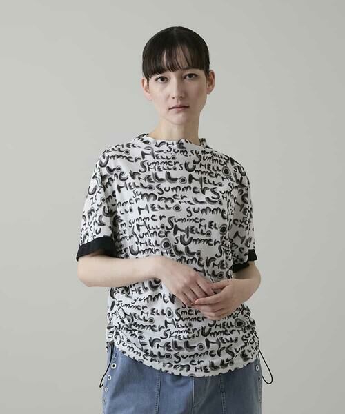 HIROKO KOSHINO / ヒロココシノ カットソー | HELLO Summerロゴシアープルオーバー/日本製/洗える（ホワイト）