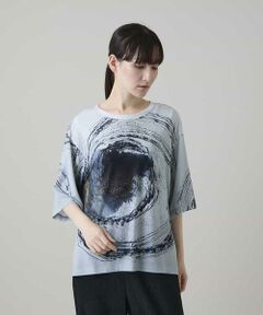 HIROKO KOSHINO / ヒロココシノ カットソー | 墨絵プリントデザインTシャツ /日本製/洗える