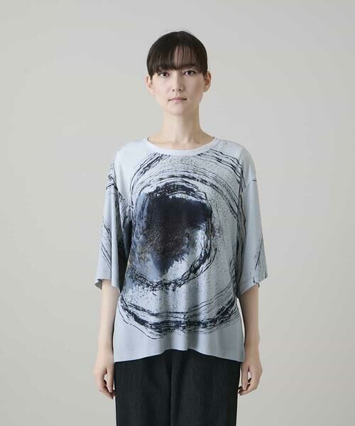 HIROKO KOSHINO / ヒロココシノ カットソー | 墨絵プリントデザインTシャツ /日本製/洗える | 詳細1