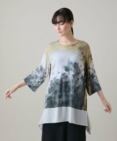 HIROKO KOSHINO / ヒロココシノ チュニック | 墨絵プリントデザインチュニック /日本製/洗える