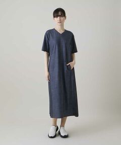HIROKO KOSHINO / ヒロココシノ ロング・マキシ丈ワンピース | 異素材ジョイントサイドプリーツデニムワンピース/洗える