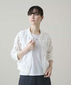 HIROKO KOSHINO / ヒロココシノ その他アウター | ロゴレースショートブルゾン/洗える