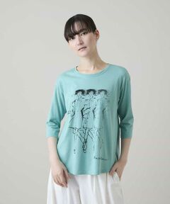 HIROKO KOSHINO / ヒロココシノ カットソー | ぼかしデッサン七分袖カットソー/日本製/洗える