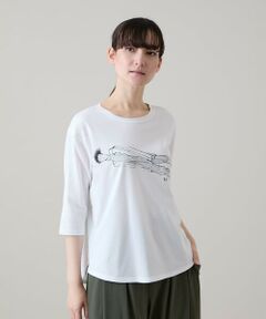 HIROKO KOSHINO / ヒロココシノ カットソー | ファッションイラスト七分袖カットソー/日本製/洗える