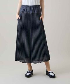 HIROKO KOSHINO / ヒロココシノ チノ・ワークパンツ | 異素材ジョイントプリーツデニムパンツ/洗える