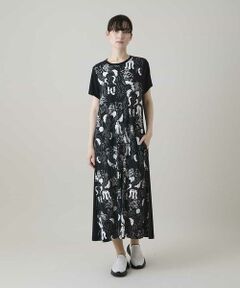 HIROKO KOSHINO / ヒロココシノ ロング・マキシ丈ワンピース | ルーム柄プリントブロッキングワンピース/日本製/洗える