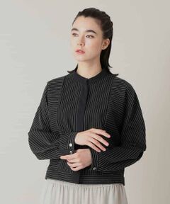 HIROKO KOSHINO / ヒロココシノ その他アウター | ピンタックボーダージャカードブルゾン /日本製/洗える