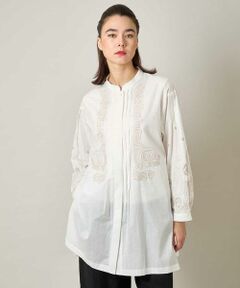 HIROKO KOSHINO / ヒロココシノ シャツ・ブラウス | アラベスクコード刺繍コットンブラウス/洗える