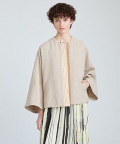 HOUSE OF LOTUS / ハウス オブ ロータス ノーカラージャケット | コードエンブロイダリードルマンスリーブコート