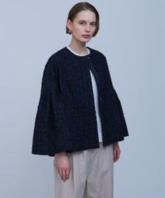 HOUSE OF LOTUS / ハウス オブ ロータス ノーカラージャケット | リボンヤーンツイードフォルムスリーブジャケット