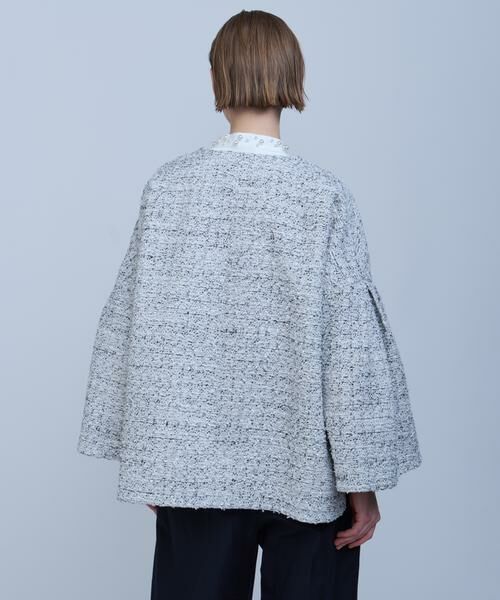 HOUSE OF LOTUS / ハウス オブ ロータス ノーカラージャケット | リボンヤーンツイードフォルムスリーブジャケット | 詳細4
