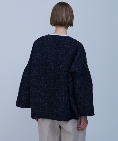 HOUSE OF LOTUS / ハウス オブ ロータス ノーカラージャケット | リボンヤーンツイードフォルムスリーブジャケット | 詳細8