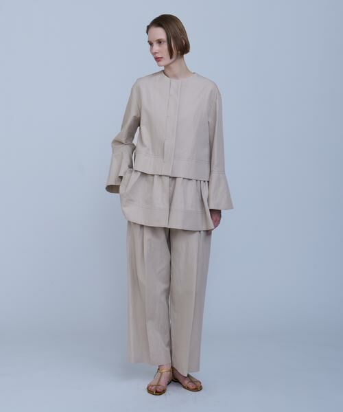 HOUSE OF LOTUS / ハウス オブ ロータス ノーカラージャケット | コットンリネンティアードジャケット | 詳細4