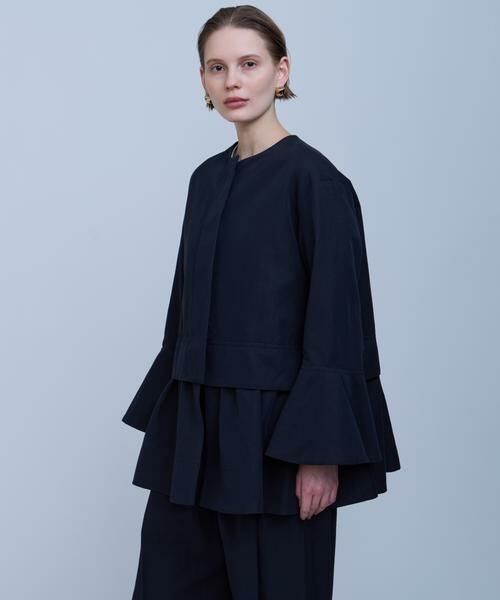 HOUSE OF LOTUS / ハウス オブ ロータス ノーカラージャケット | コットンリネンティアードジャケット | 詳細6