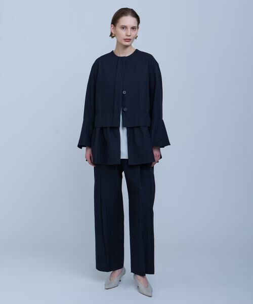HOUSE OF LOTUS/ハウス オブ ロータス コットンリネンレイヤードタックパンツ ネイビー 1 HOUSE OF LOTUS/ハウス オブ ロータス コットンリネンレイヤードタックパンツ ネイビー 1