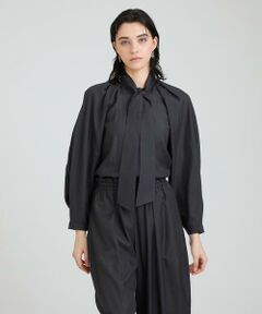 極美品✨ハウスオブロータス ボウタイ ブラウス オレンジ 光沢 長袖 M オフホワイト 【2WAY】ブラウス 8分袖 取り外しボウタイ 無地