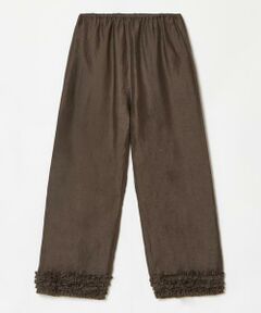 【2025 Spring & Summer】<br/><br/>毎シーズン、ハウス オブ ロータスで人気を誇るフリルパンツ。<br/>ミニフリルのアンダーパンツは太すぎず細すぎず、程良いシルエットがすっきりとしたスタイリングを演出してくれます。<br/>ウエストはゴム仕様で履き心地も快適です。<br/>素材は肌触りの良い麻100%。<br/><br/>＊ブルーはオンラインショップ限定カラーです。<br/><br/>＊ご覧になるスマートフォン、パソコンなどの環境により、モデル着用画像と製品のカラーが異なる場合がございます。商品の色味は商品単体画像をご参照ください。<br/><br/>＊＊＊＊＊＊＊＊＊＊＊＊＊＊＊＊＊＊＊＊＊＊<br/>透け感：ホワイトはややあり<br/>裏地：なし<br/>伸縮性：なし<br/>光沢感：なし<br/>生地の厚さ：薄い<br/>生地の重さ：軽い<br/>ウエスト：ゴム仕様<br/>ポケット：なし<br/>手洗い：可<br/>＊＊＊＊＊＊＊＊＊＊＊＊＊＊＊＊＊＊＊＊＊＊<br/><br/>【同素材展開アイテム】<br/>品番:30251013240　リネンフリルブラウス<br/>品番:30251014340　リネンフリルワンピース<br/><br/>【モデル】<br/>身長:172cm　着用カラー:ブルー　着用サイズ:2(M)<br/>　