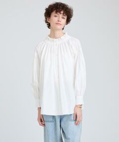 ハウスオブロータス　トップス　白 HOUSE OF LOTUS(ハウス オブ ロータス)｜リネンフリルブラウス