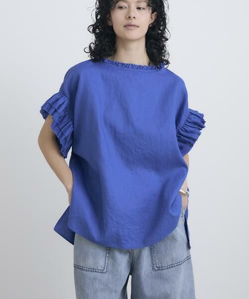 HOUSE OF LOTUS/ハウス オブ ロータス リネンフリルブラウス ブルー 2 HOUSE OF LOTUS/ハウス オブ ロータス リネンフリルブラウス ブルー 2