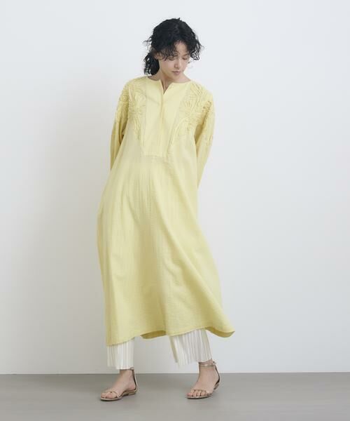 HOUSE OF LOTUS/ハウス オブ ロータス エンブロイダリーサッカーワンピース ライトイエロー 2 HOUSE OF LOTUS/ハウス オブ ロータス エンブロイダリーサッカーワンピース ライトイエロー 2