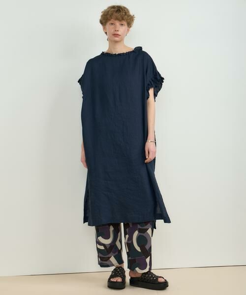 HOUSE OF LOTUS/ハウス オブ ロータス リネンフリルワンピース ネイビー 2 HOUSE OF LOTUS/ハウス オブ ロータス リネンフリルワンピース ネイビー 2