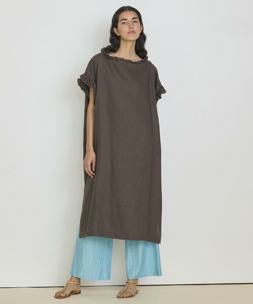 HOUSE OF LOTUS/ハウス オブ ロータス リネンフリルワンピース ダークブラウン 2 HOUSE OF LOTUS/ハウス オブ ロータス リネンフリルワンピース ダークブラウン 2