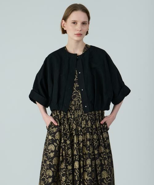 HOUSE OF LOTUS/ハウス オブ ロータス コットンリネンブレンドクロップドジャケット ブラック 2 HOUSE OF LOTUS/ハウス オブ ロータス コットンリネンブレンドクロップドジャケット ブラック 2