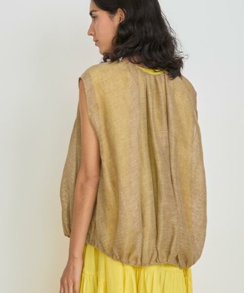 HOUSE OF LOTUS / ハウス オブ ロータス ベスト | リネンカラミギャザージレ | 詳細6