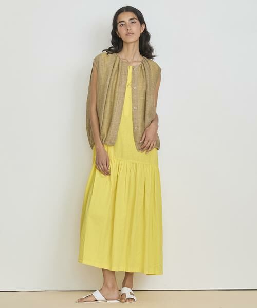 HOUSE OF LOTUS / ハウス オブ ロータス ベスト | リネンカラミギャザージレ | 詳細7