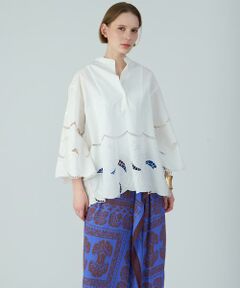 yori スカラップコットンリネンブラウス 38 yori スカラップコットンリネンブラウス 38 yori