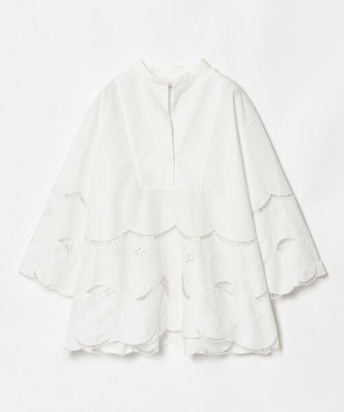 HOUSE OF LOTUS / ハウス オブ ロータス シャツ・ブラウス | コットンリネンブレンドスカラップ刺繍ブラウス | 詳細1